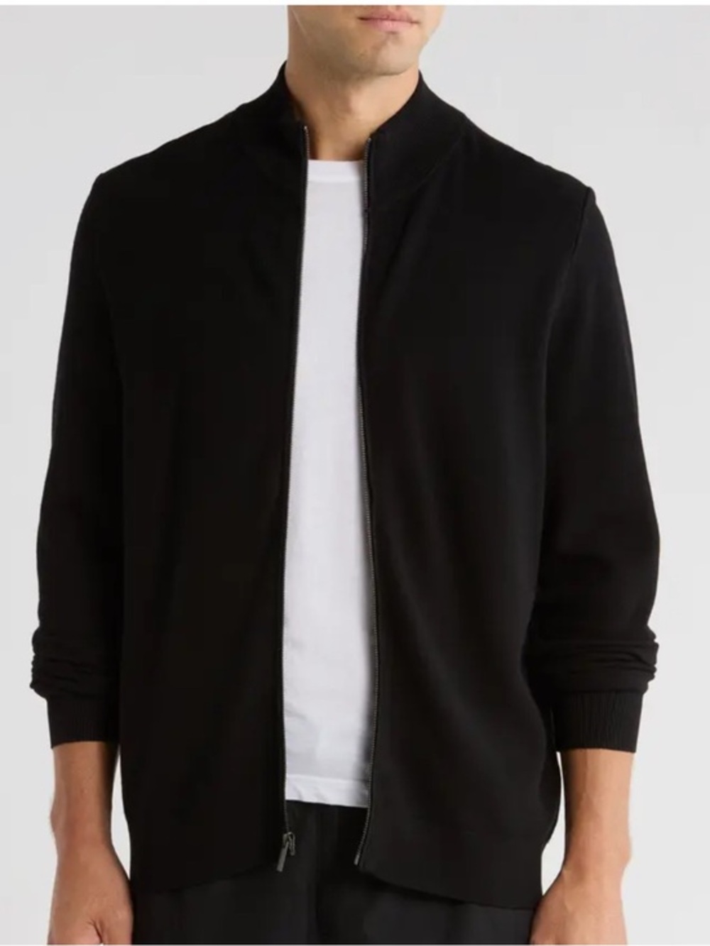 Elie Tahari full zip black knit cardigan sweater large